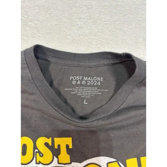 Post Malone Shirt Mens Large Gray Long Sleeve Country Album Tour Concert - Picture 4 of 7